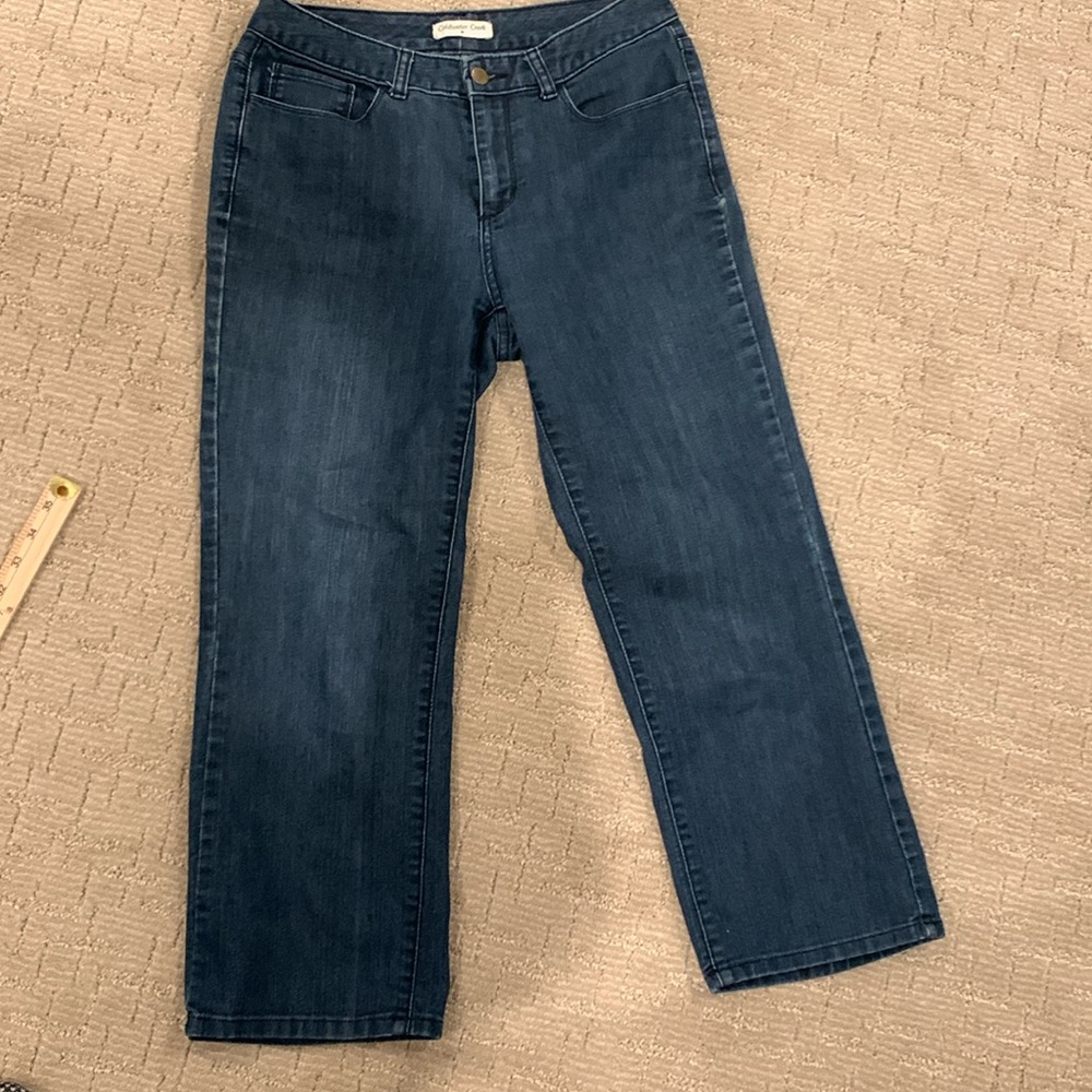 Coldwater Creek Mid rise dark wash wide leg jeans